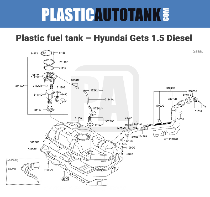 Plastic fuel tank – Hyundai Gets 1_5 diesel 2005-2009 – 3 door_scheme4
