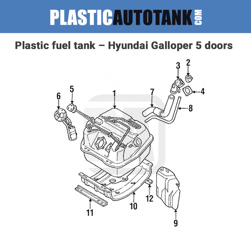 Plastic fuel tank – Hyundai Galloper (1990-2004) 5 doors-scheme