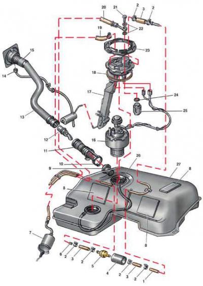 Fuel tank parts for vehicles produced after 1988